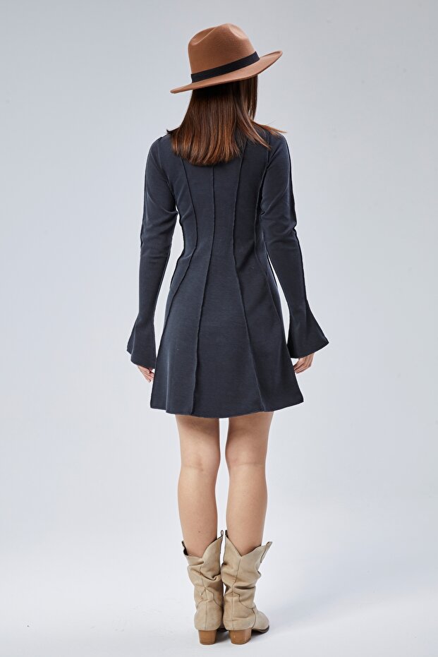 SİYAH KISA ÖRME ELBİSE - 6