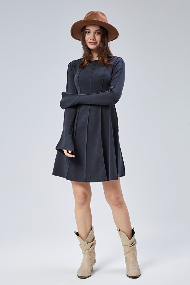 SİYAH KISA ÖRME ELBİSE - 4