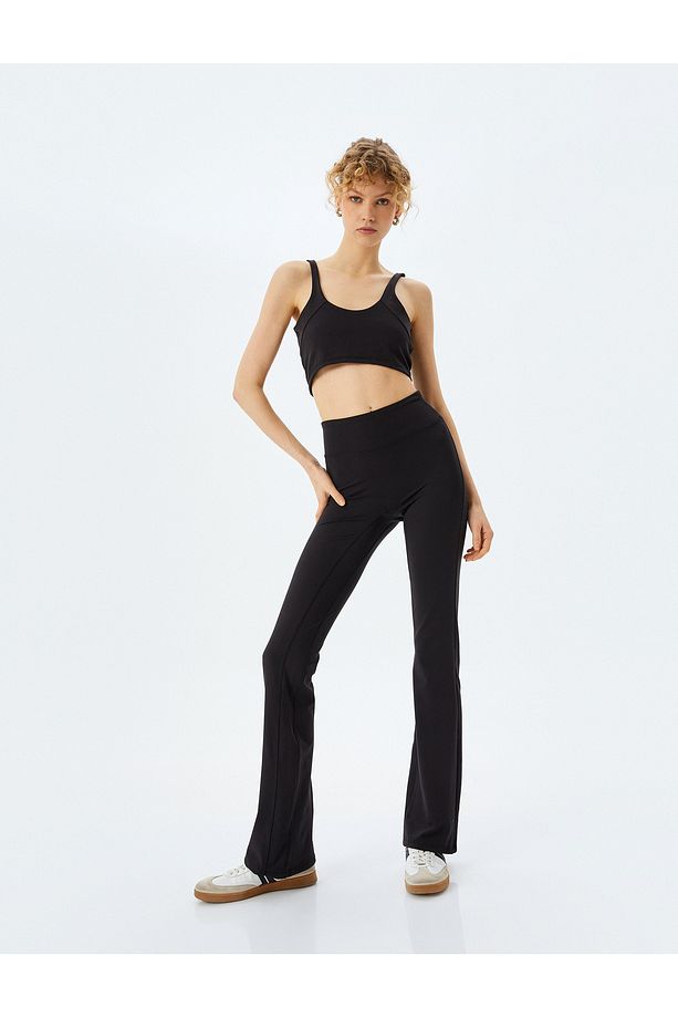 Yüksek Bel İspanyol Paça Slim Fit Tayt - 2
