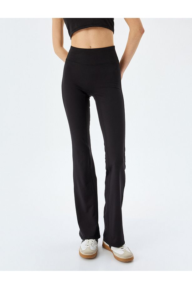 Yüksek Bel İspanyol Paça Slim Fit Tayt - 3