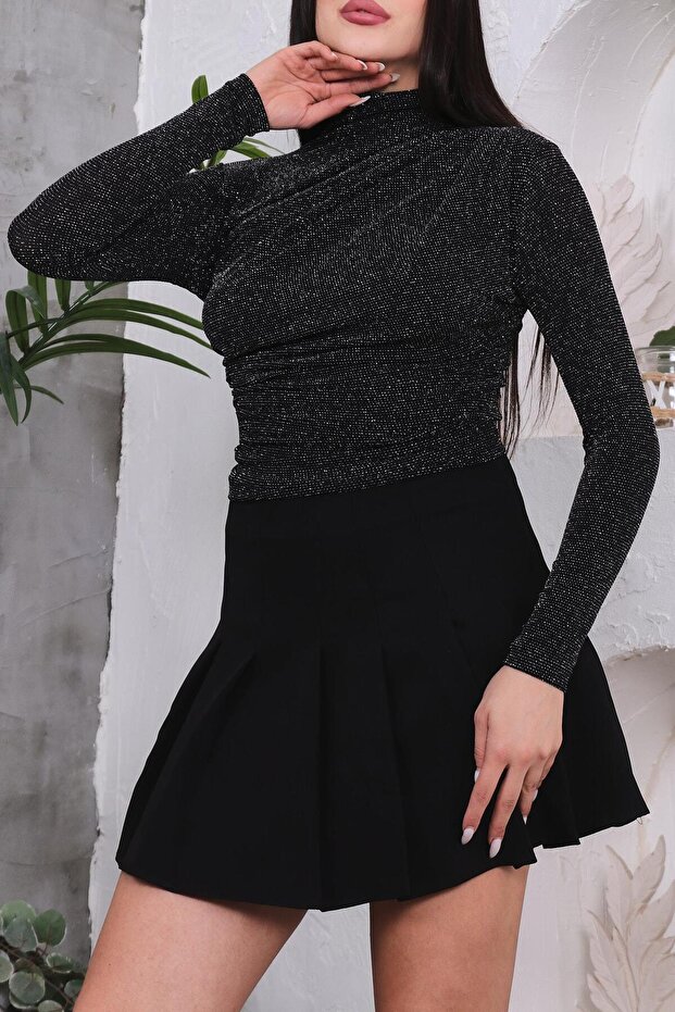 Simli Drapeli Bluz - 9