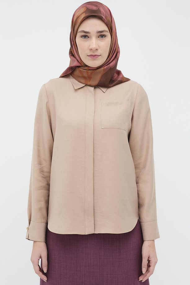Britli Manşet Detaylı Gömlek - Camel - 3