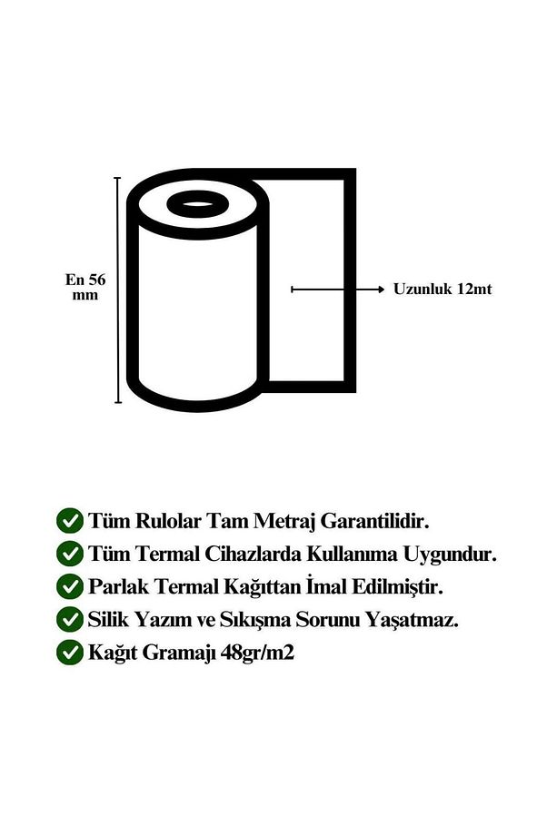Pos Rulosu Kağıdı 56x12 (Tam Metre ) Termal Rulo 10 ADET - 2