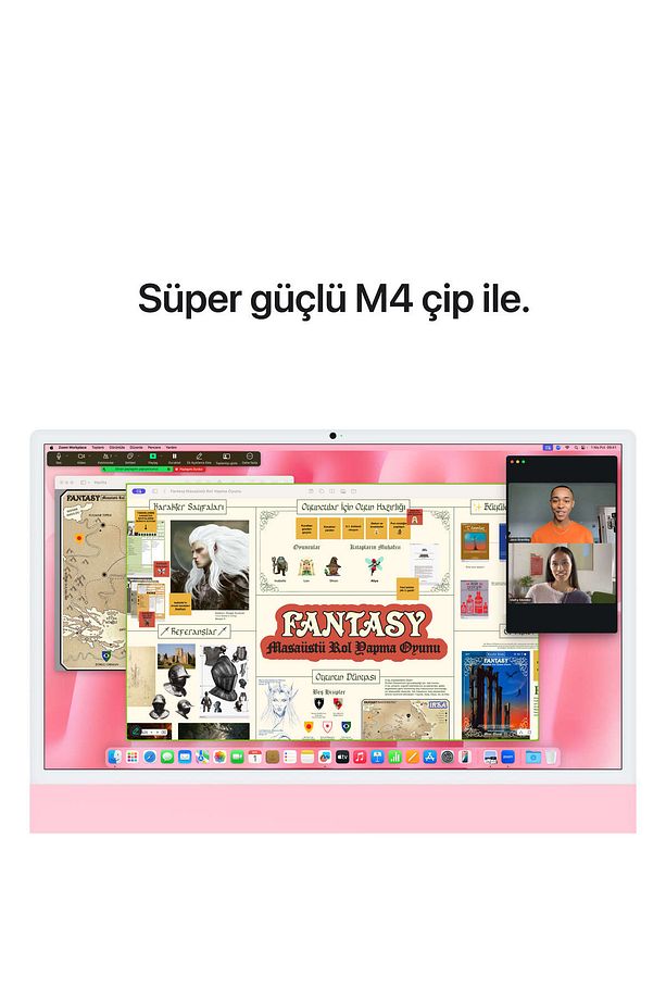24" iMac Retina 4.5K display: Apple M4 chip 10‑core CPU and 10‑core GPU, 16GB, 256GB SSD - Pembe - 6