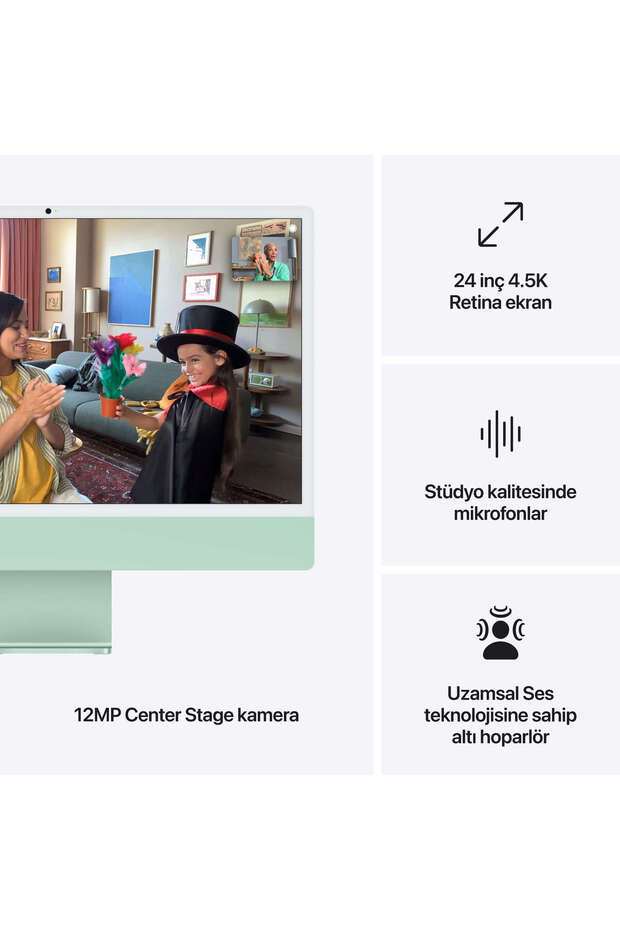 iMac 24 inç Retina 4.5K M4 çip 10 çekirdekli CPU ve 10 çekirdekli GPU 24GB 512GB SSD - Yeşil (MD2Q4T - 7