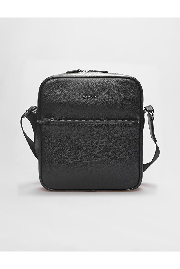 Hakiki Deri Siyah Postacı Çantası - 2