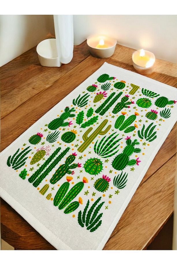2'li Mutfak Havlusu Cactus El Yüz Havlu Seti Kurulama Bezi Su Emici Set 40x60 ve 30x50 - 3