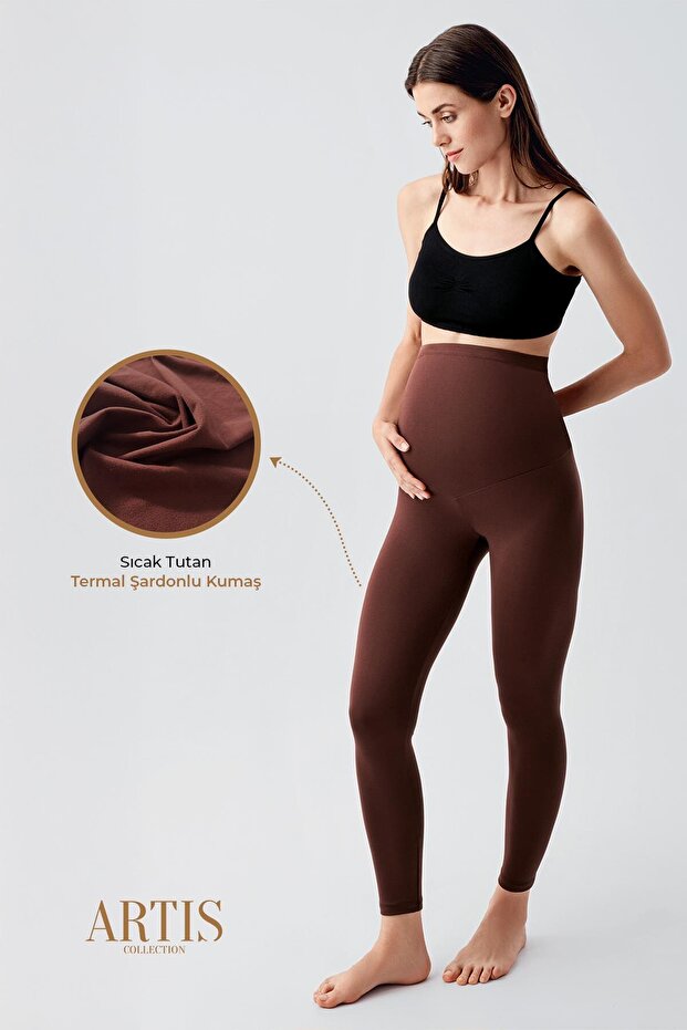 Rugalmas derék, állítható termikus emelt kismama leggings - téli T10 - 1