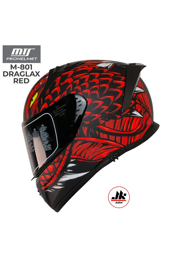 MTS MOTORCU KASKI FULFACE KAPALI KASK GÜNEŞ VİZÖRLÜ C ONAYLI DRAGLAX RED - 1
