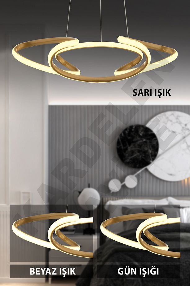 Sonsuz 3 Renkli Eskitme Derin Sarkıt Modern Ledli Avize - 1