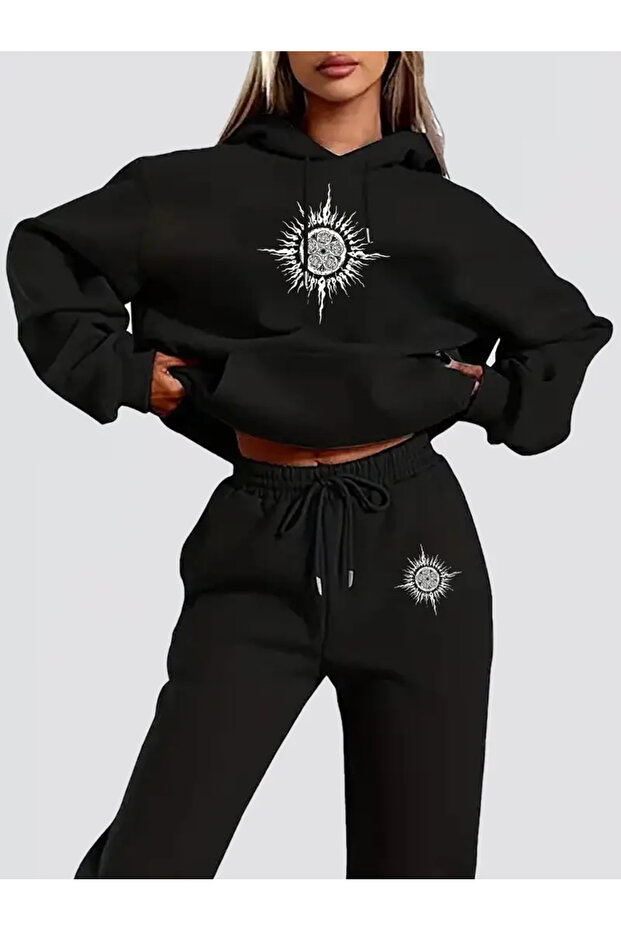 Women's Comfortable Geometric Pattern Hooded Suit Xxs-7Xl - Autumn/Winter Season