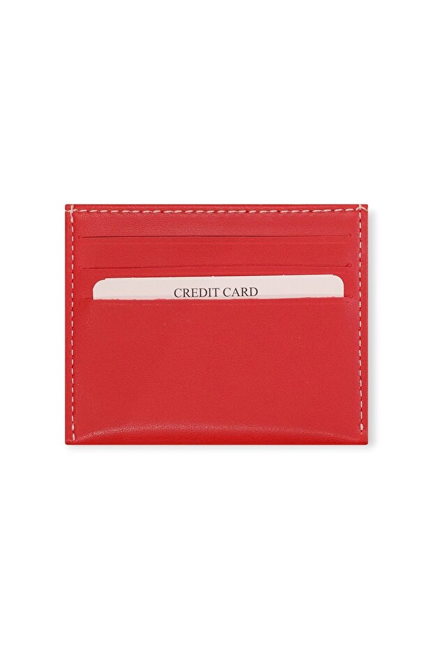 Berlin - Red Vegan Leather Ultra Thin Card Holder, Minimalist Credit Card Case