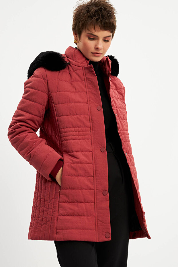 Tile Quilted Hooded Coat