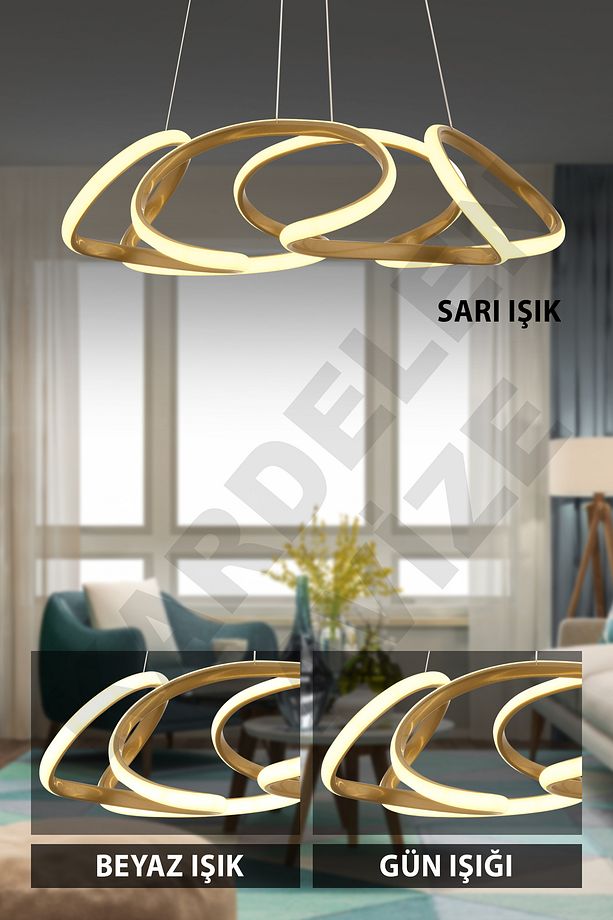 Sonsuz 3 Renkli Eskitme Derin4 Modern Ledli Avize - 1