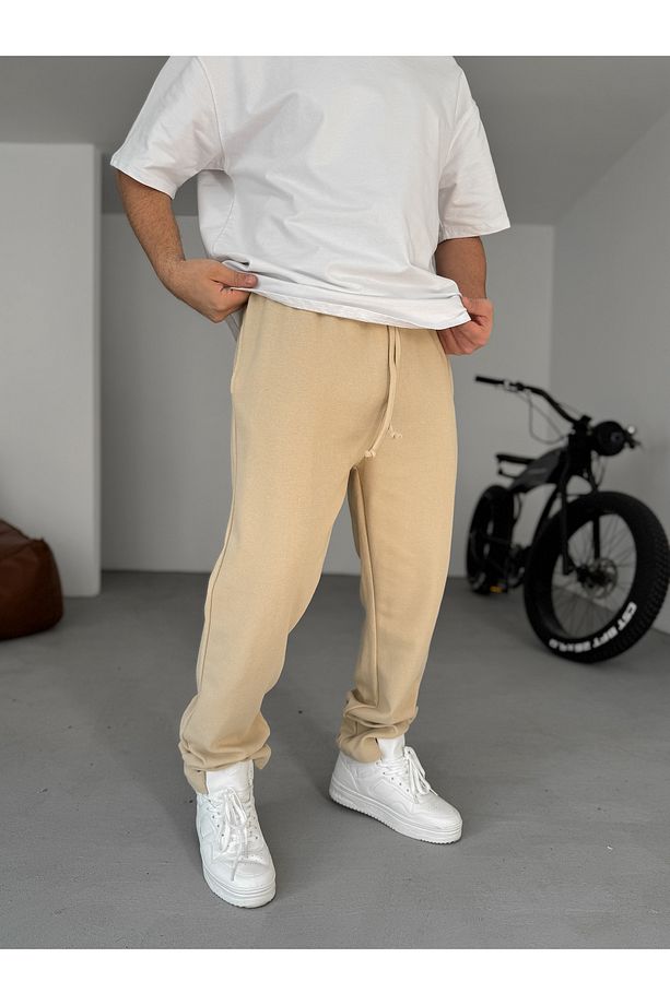 Bej Waffle Kumaş Baggy Pantolon KE-5080 - 4
