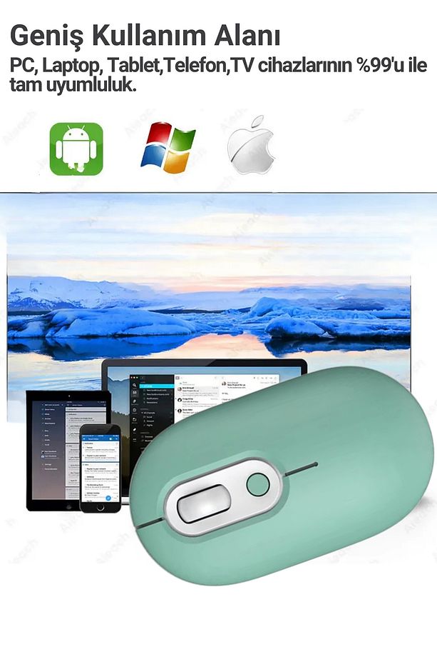 Kablosuz Mouse Bluetooth Wireless  Çift Mod'lu USB 2.4g Şarj Edilebilir 800/1200/1600dpi Rgb Fare - 6