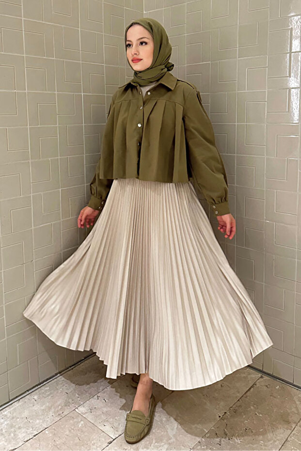 Elisa Piliseli Etek - Bej - 2