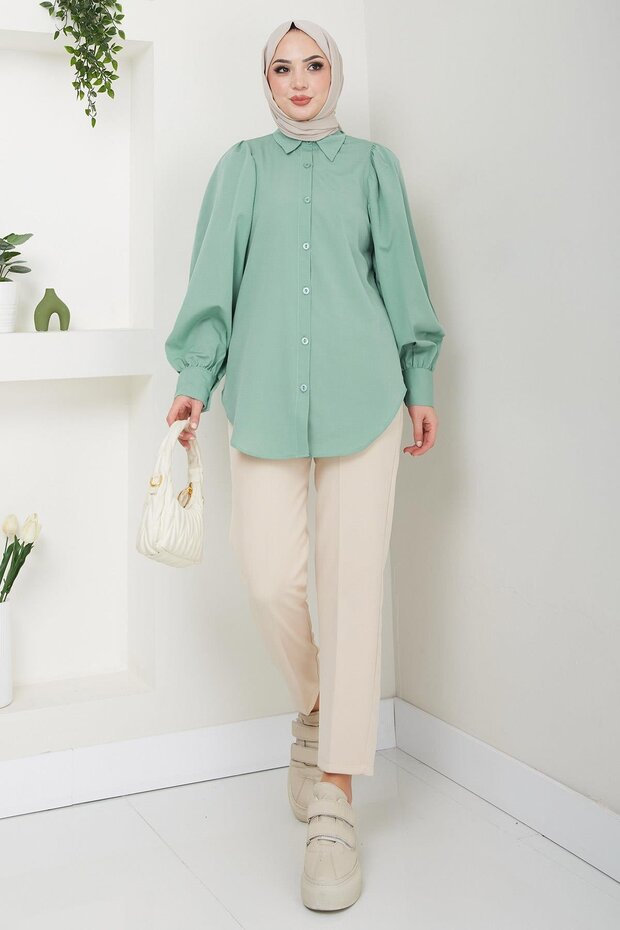 Balon Kol Gömlek Mint HM2639 - 4