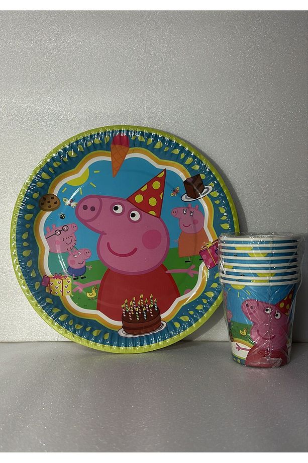 Peppa Pig 8'li Kağıt Tabak Bardak Seti - 1