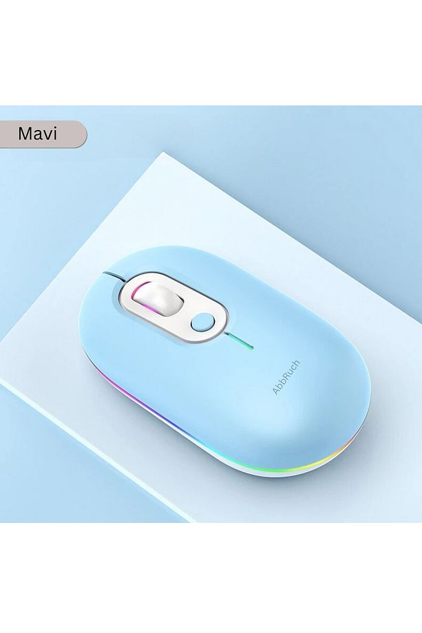 Kablosuz Mouse Bluetooth Wireless  Çift Mod'lu USB 2.4g Şarj Edilebilir 800/1200/1600dpi Rgb Fare - 1