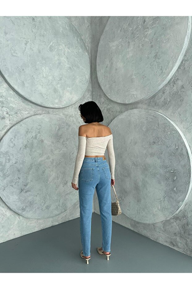 Ice Blue ZEO Basic Lycra Mom Jeans - 7