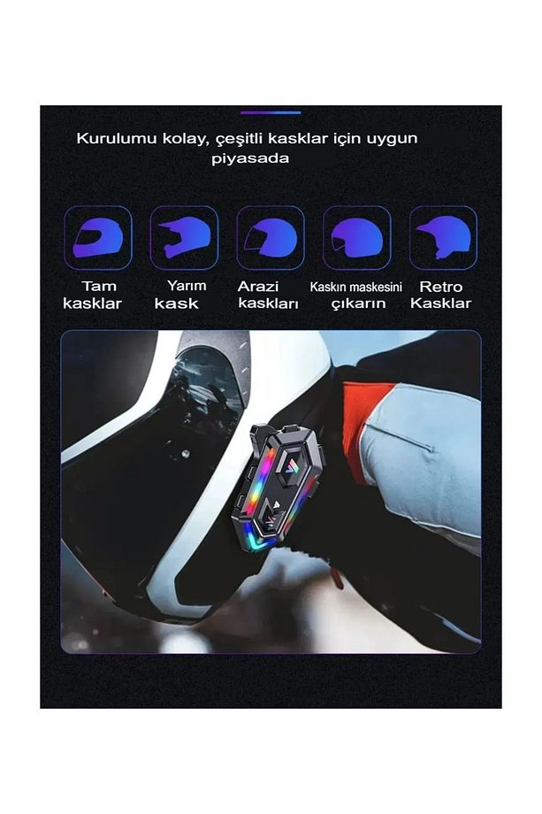 Kask Interkom Bluetooth Kask Mikrofon Kulaklık Stereo Motorsiklet Kulaklık - 5