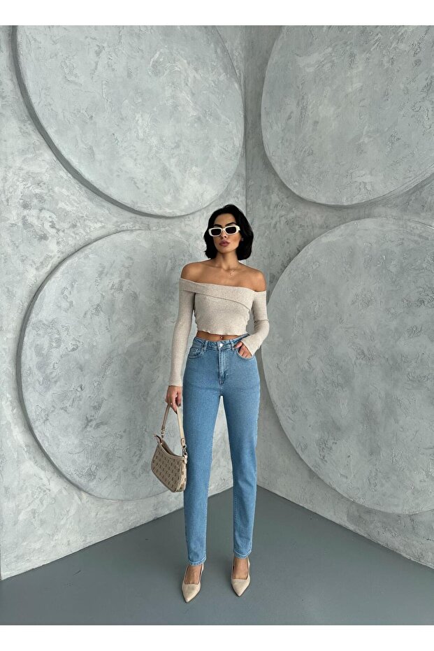 Ice Blue ZEO Basic Lycra Mom Jeans - 4