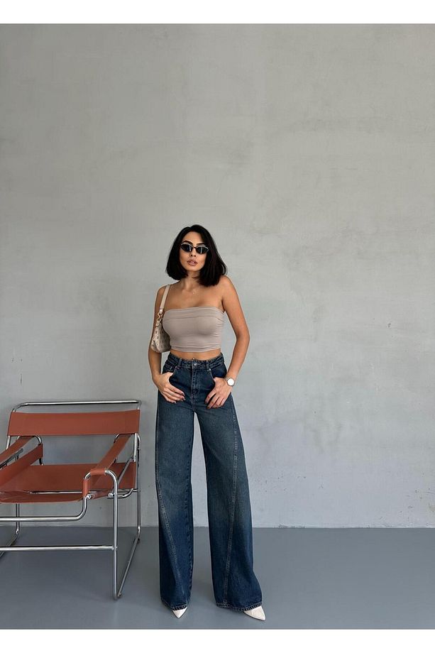 PALAZZO YANDAN DİKİŞLİ TİNT JEANS - 4