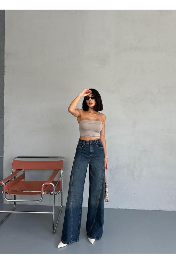 PALAZZO YANDAN DİKİŞLİ TİNT JEANS - 1