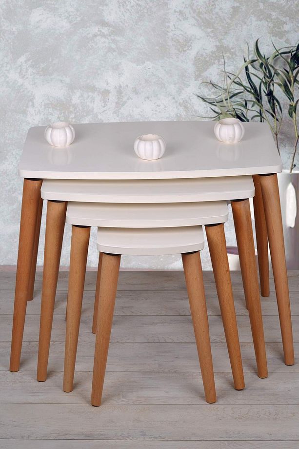 4'lü Mdf Ahşap Zigon Sehpa Bohem Tarz - 1