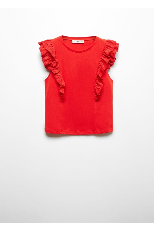 Fırfırlı pamuklu tişört - 3