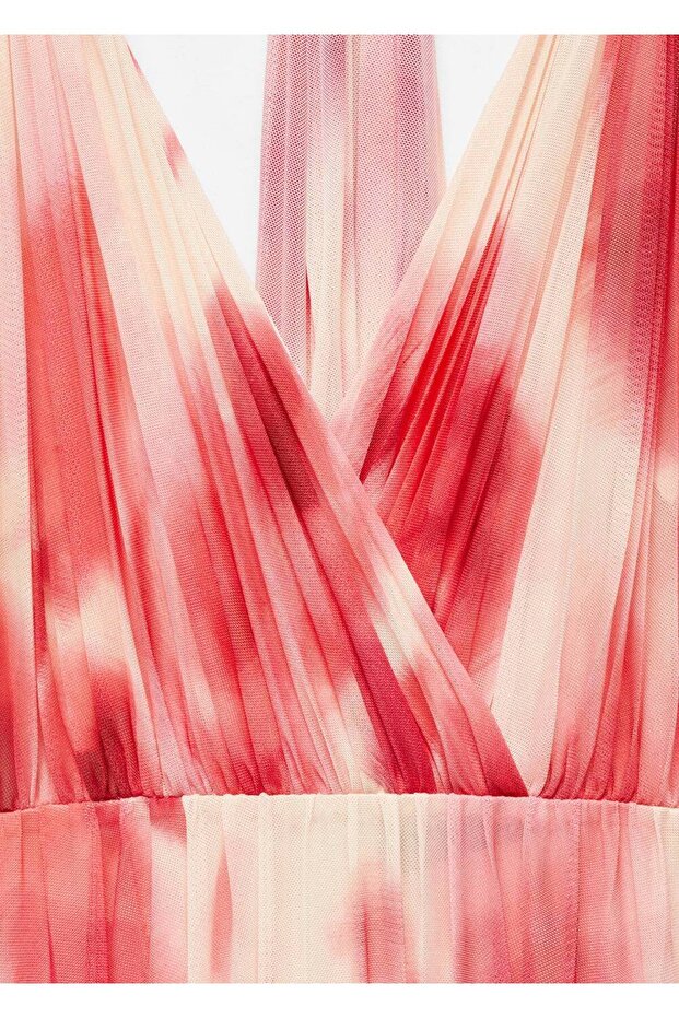 Desenli pilili elbise - 6