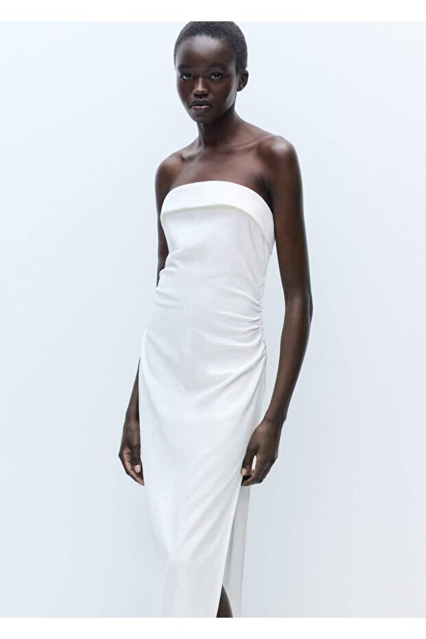 Drape detaylı elbise - 8