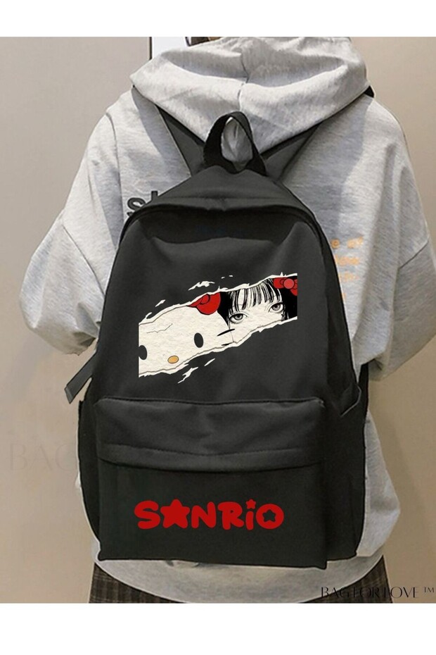 Hello Kitty Sanrio Red Printed Backpack with Water Bottle Compartment