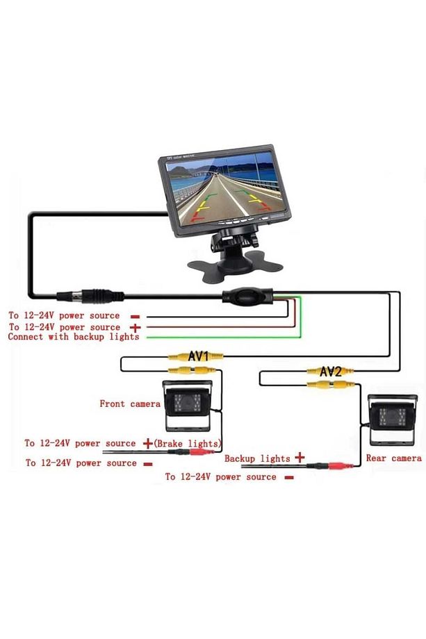 Tarımsal Araç Traktör Biçerdöver 7 Inç Monitör 2 Adet Kamera Sistemi 12 24 Volt Uyumlu ( Twogo ) - 7