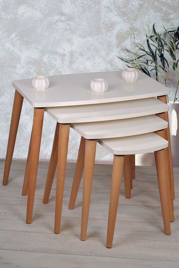 4'lü Mdf Ahşap Zigon Sehpa Bohem Tarz - 2