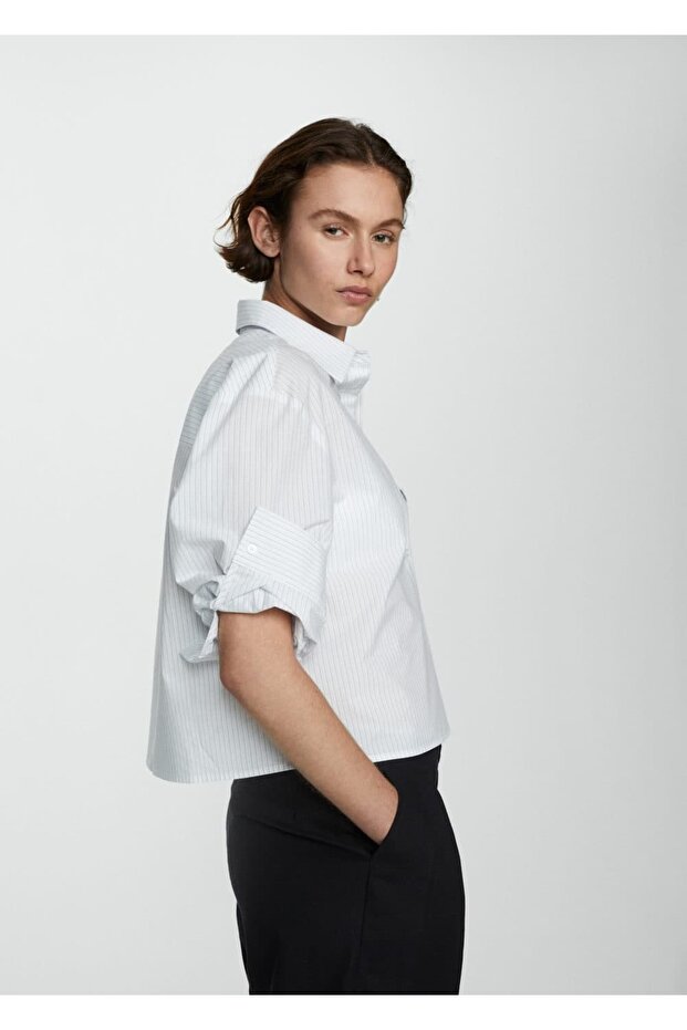 %100 pamuklu çizgili gömlek - 6