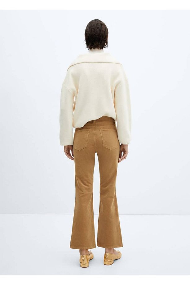 Flare Fitilli Kadife Crop Pantolon - 4