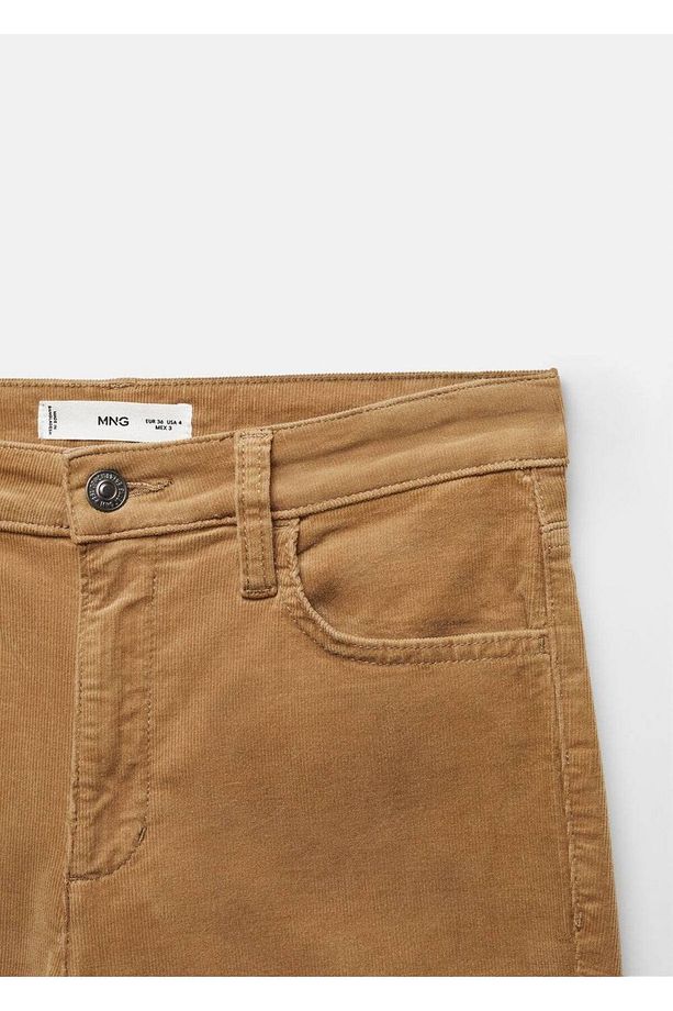 Flare Fitilli Kadife Crop Pantolon - 5