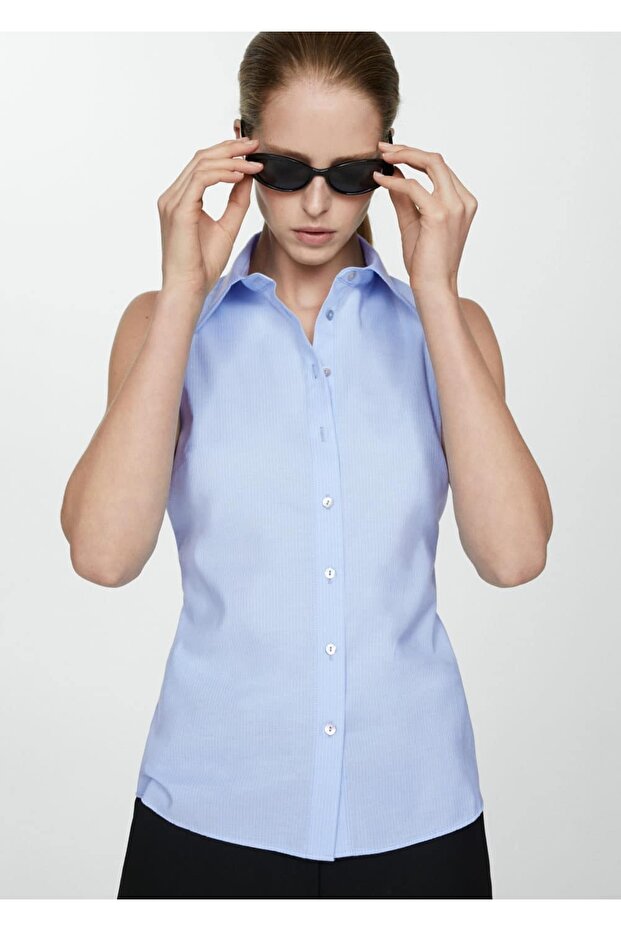 Çizgili kolsuz gömlek - 1