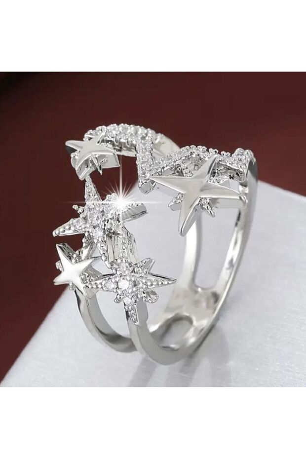 Zircon Stone Star Themed Adjustable Ring