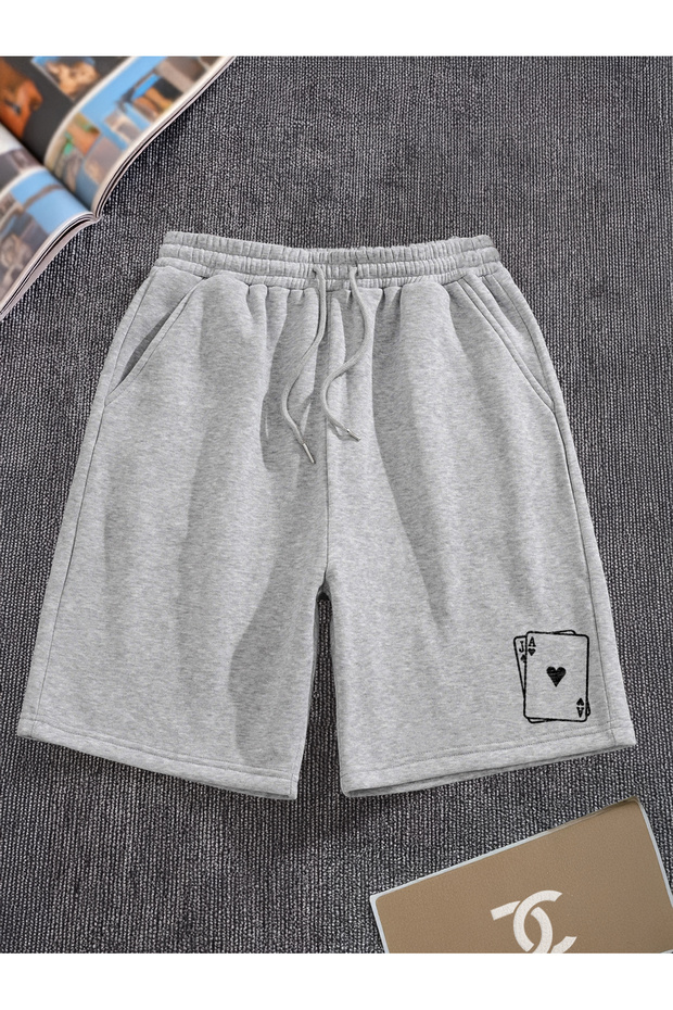 Card Printed Sporty Unisex Women'S-Men's Bermuda Shorts