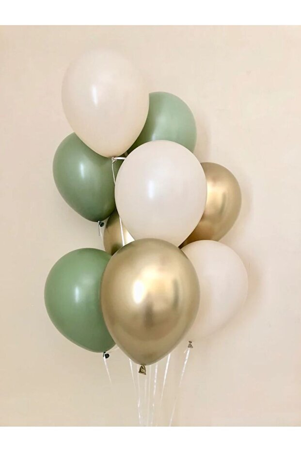 مجموعة مكونة من 9 قطع باللون الأخضر/البيج/الذهبي - 1