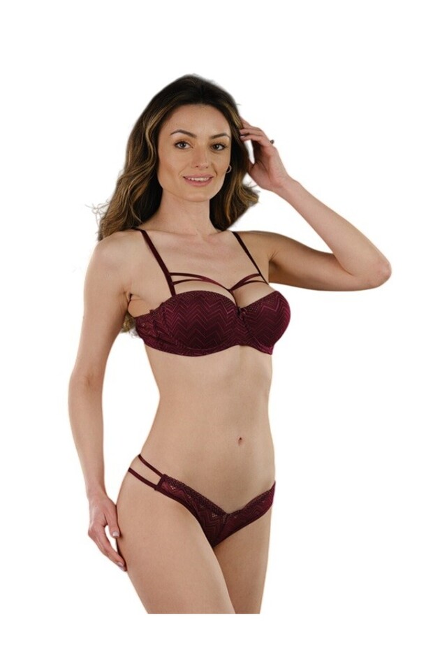 طقم حمالة صدر داعمة منقوشة 1850 - 4