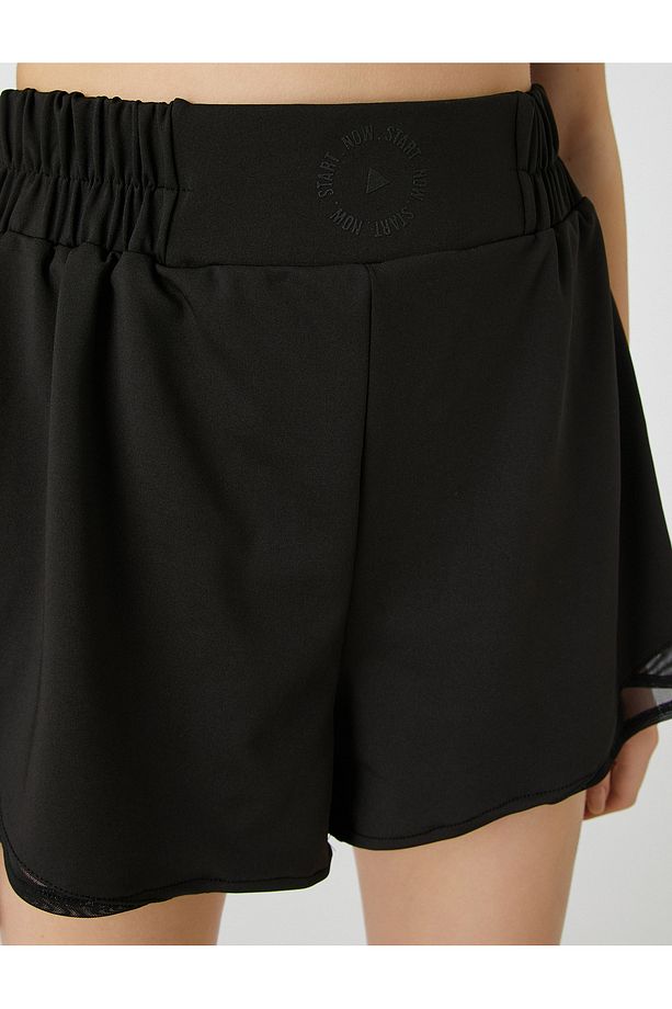 Beli Lastikli Kısa Spor Şort Minimal Baskılı - 5