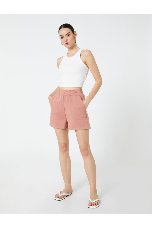 Elastic Waist Standard Dusty Rose Women's Shorts 3sak70004ek