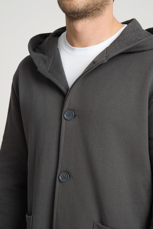 Kapüşonlu Içi Şardonlu Oversize Hırka (E23-607 03) - 4