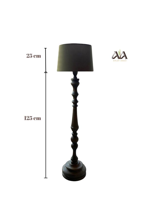 Ahşap lambader, Rustik, Kahverengi, Lambader, Aydınlatma, Abajur, Ahşap Abajur - 2