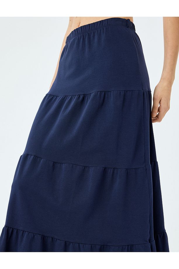 Yüksek Bel Oversize Katlı Volanlı Midi Etek - 5