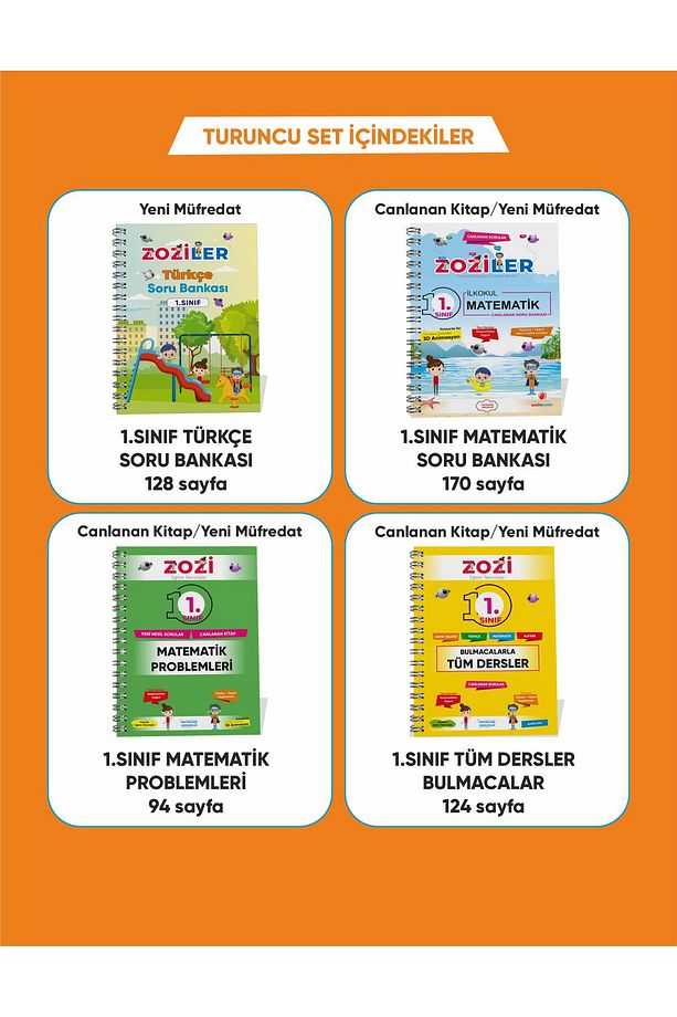 1.SINIF TURUNCU SET (Türkçe Soru Bankası-Matematik Soru Bankası-Problemler-Tüm Dersler Bulmaca) - 2